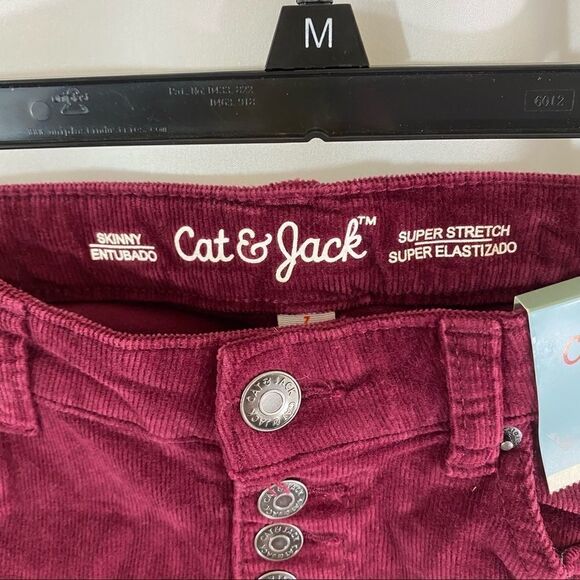 Cat & Jack Girls’ Super Stretch Corduroy Burgundy Skinny Pants - Picture 4 of 5